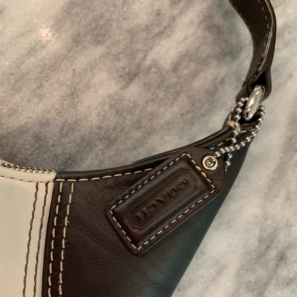 Coach Hobo Bag - Beige/Gray and Dark Brown Trim with Buckle and Silver Hardware. - Picture 5 of 9